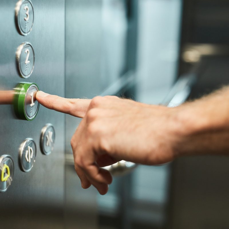 Man Using Elevator Close Up